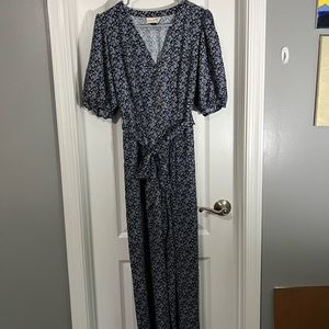 Universal Thread Blue and White Floral Jumpsuit